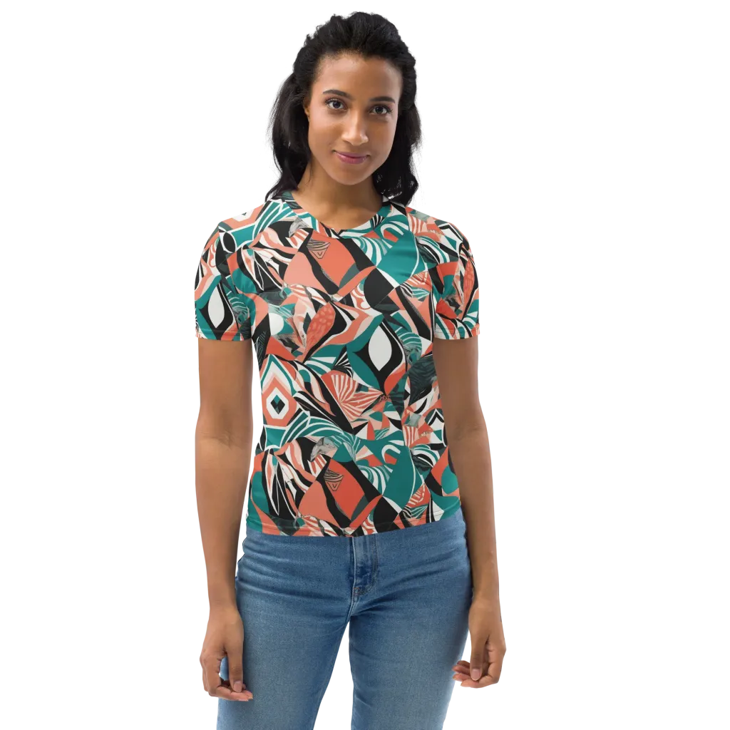 Coral Kinetic on Women's Crew Neck T-Shirt — Front