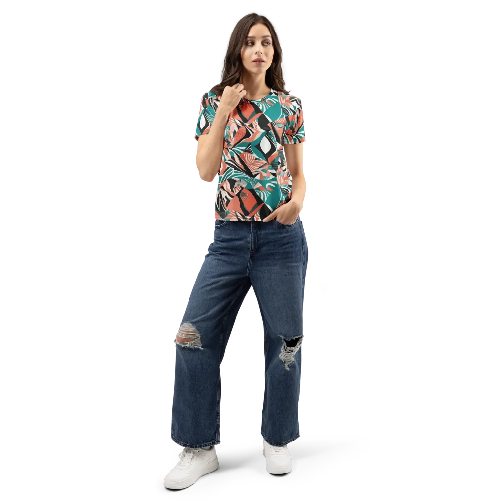 Coral Kinetic on Women's Crew Neck T-Shirt — Front