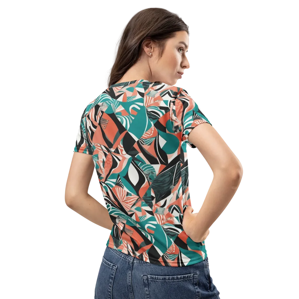 Coral Kinetic on Women's Crew Neck T-Shirt — Back