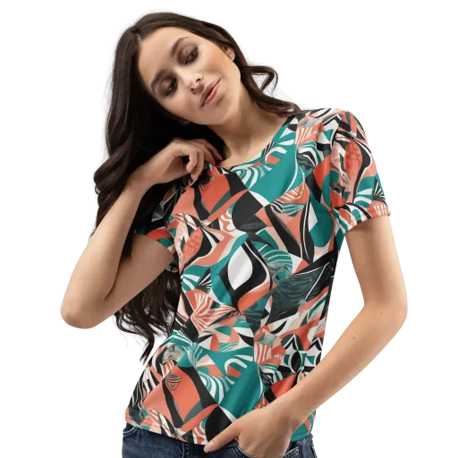 Coral Kinetic on a Women's Crew Neck T-Shirt