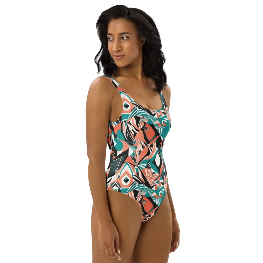 Coral Kinetic on One-Piece Swimsuit — Right