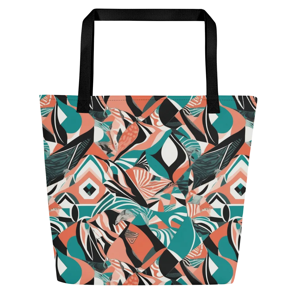 Coral Kinetic on Large Tote Bag W/ Pocket — Front