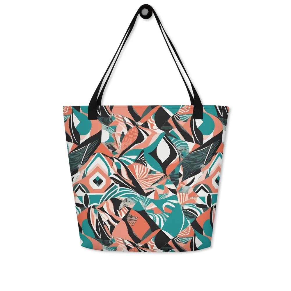 Coral Kinetic on Large Tote Bag W/ Pocket — Front