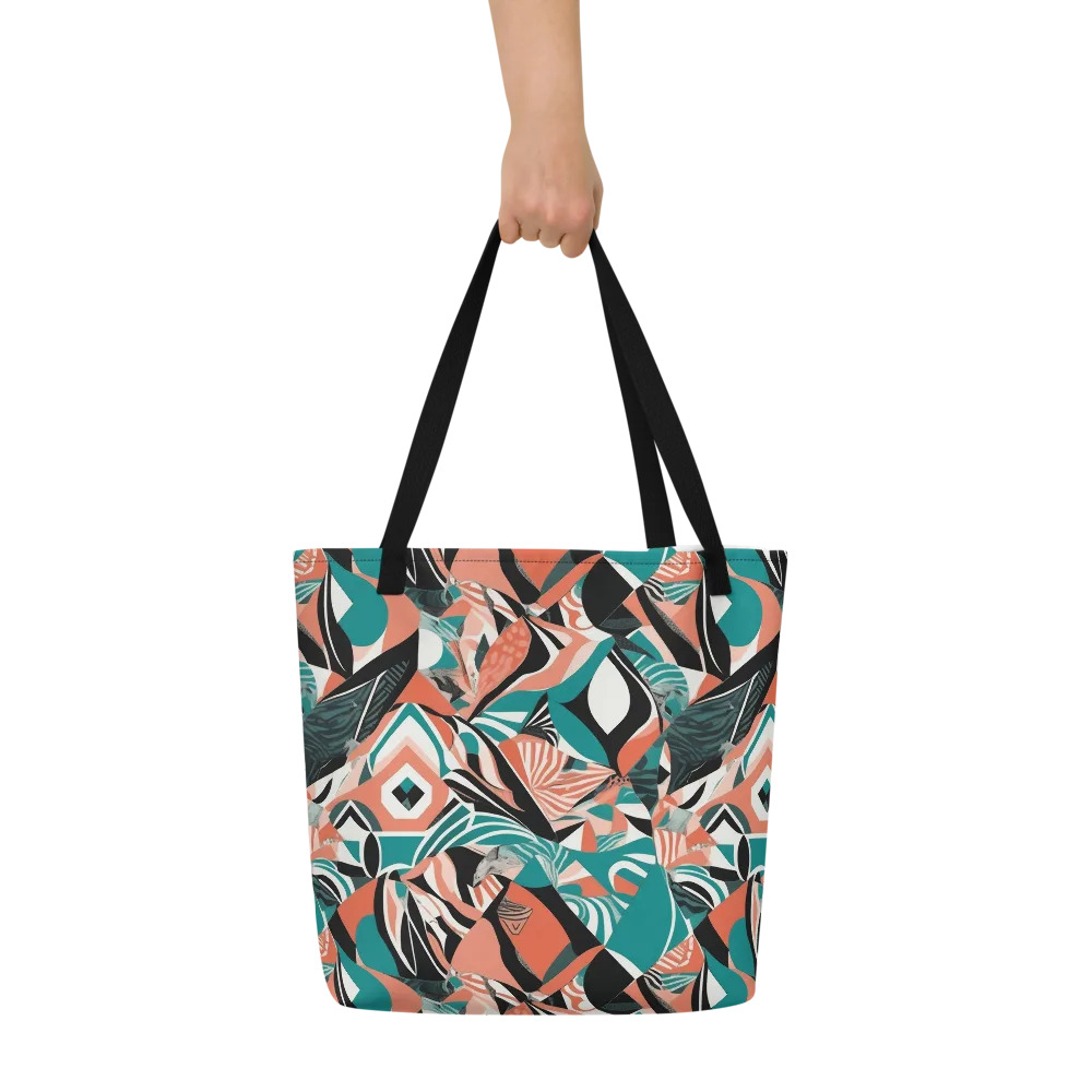 Coral Kinetic on Large Tote Bag W/ Pocket — Front
