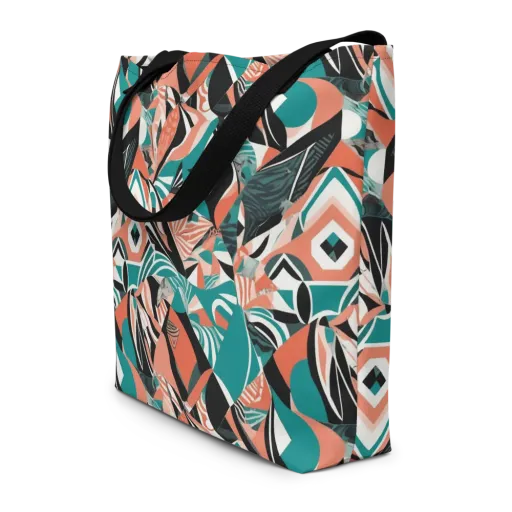 Coral Kinetic on a Large Tote Bag W/ Pocket
