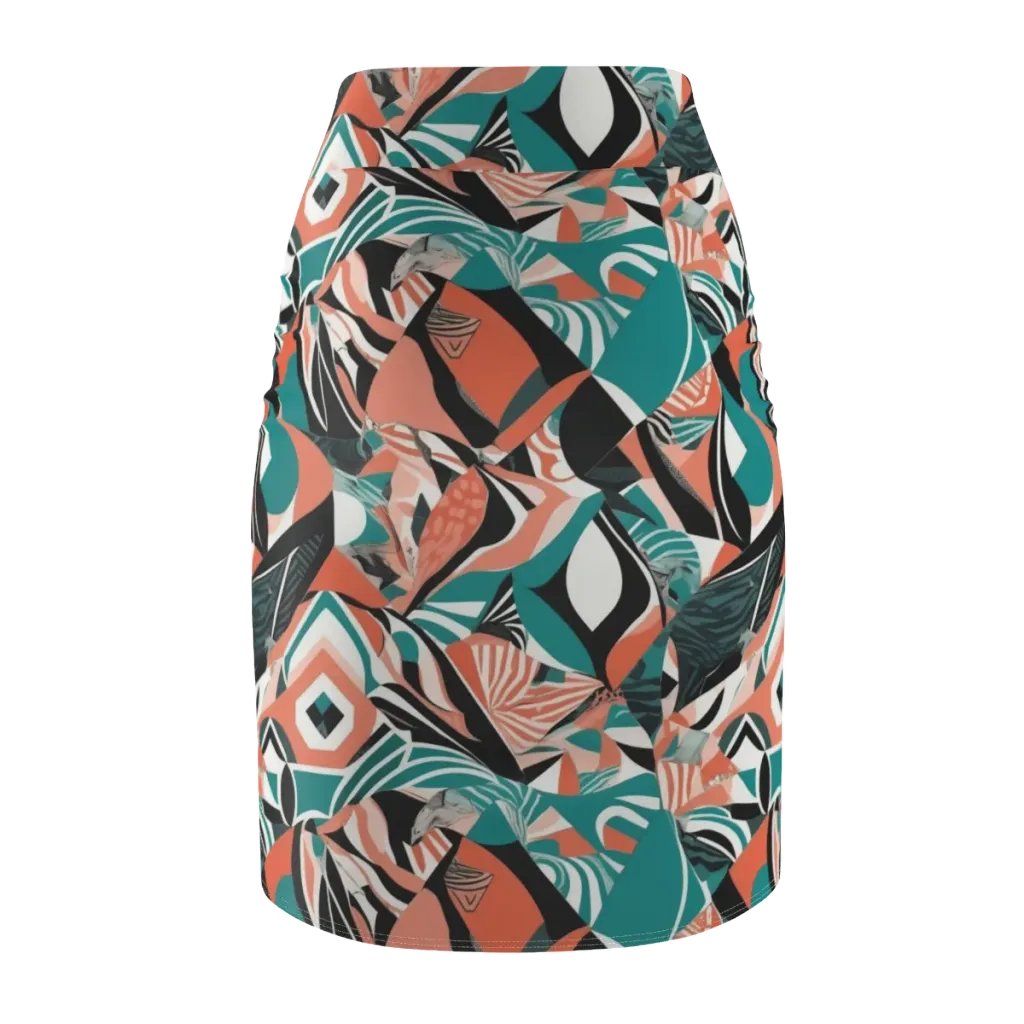 Coral Kinetic on Pencil Skirt — Back