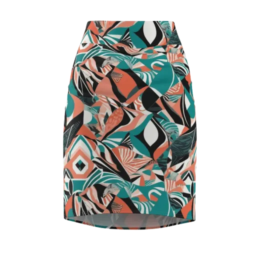 Coral Kinetic on a Pencil Skirt