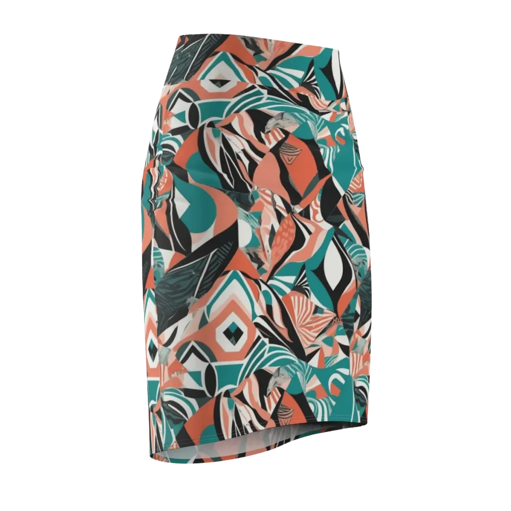 Coral Kinetic on Pencil Skirt — Front Side