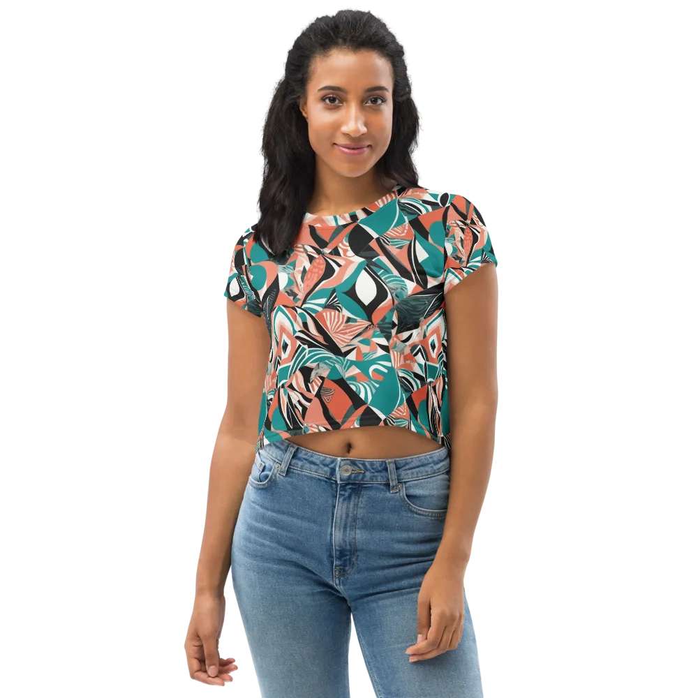 Coral Kinetic on Crop Tee — Front