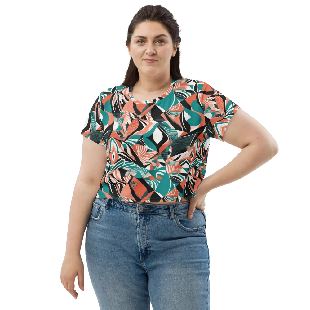 Coral Kinetic on Crop Tee — Front