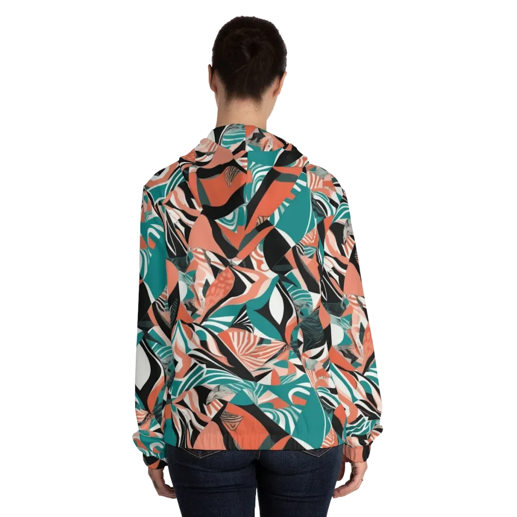 Coral Kinetic on Women's Full-Zip Hoodie — Back On Person