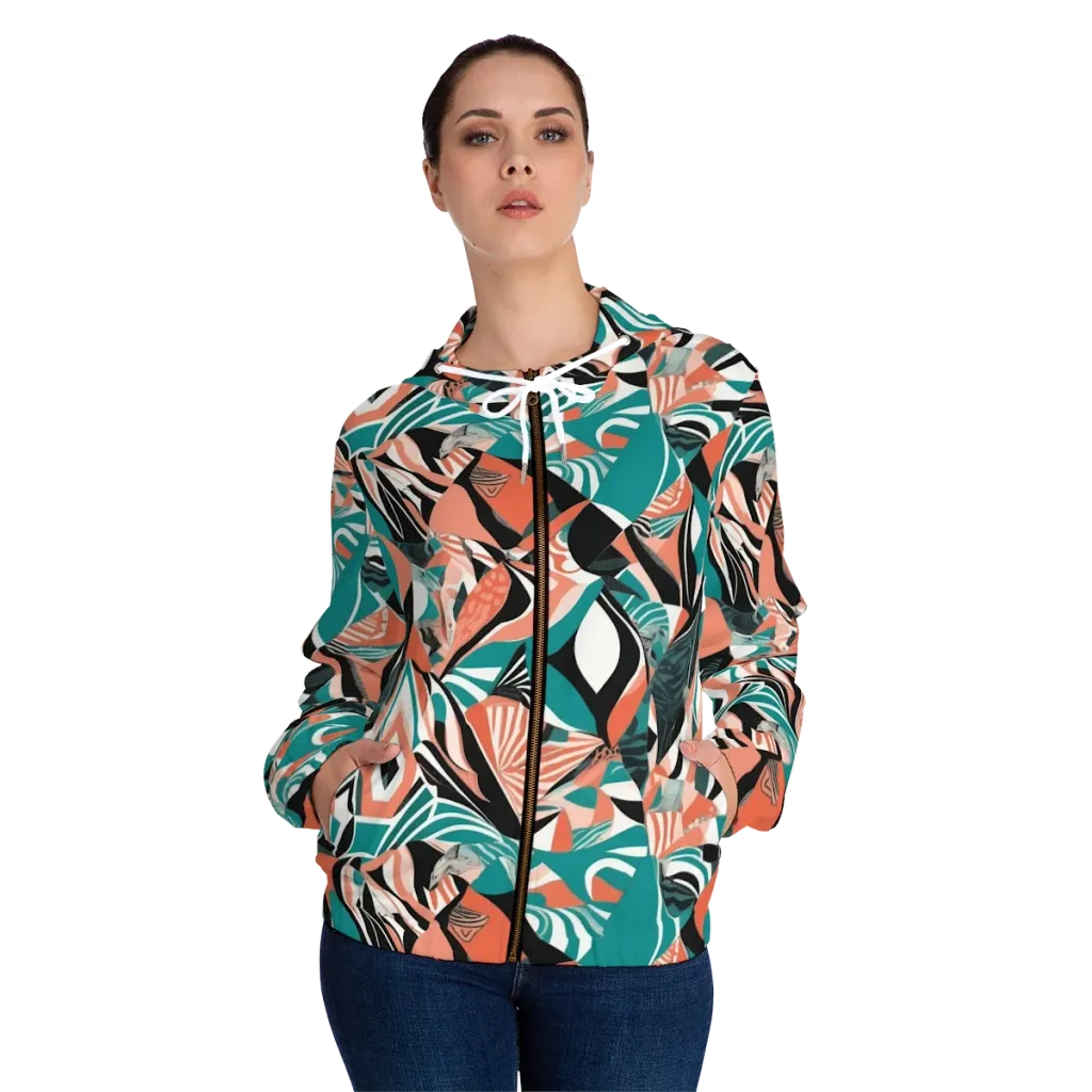 Coral Kinetic on Women's Full-Zip Hoodie — Front On Person