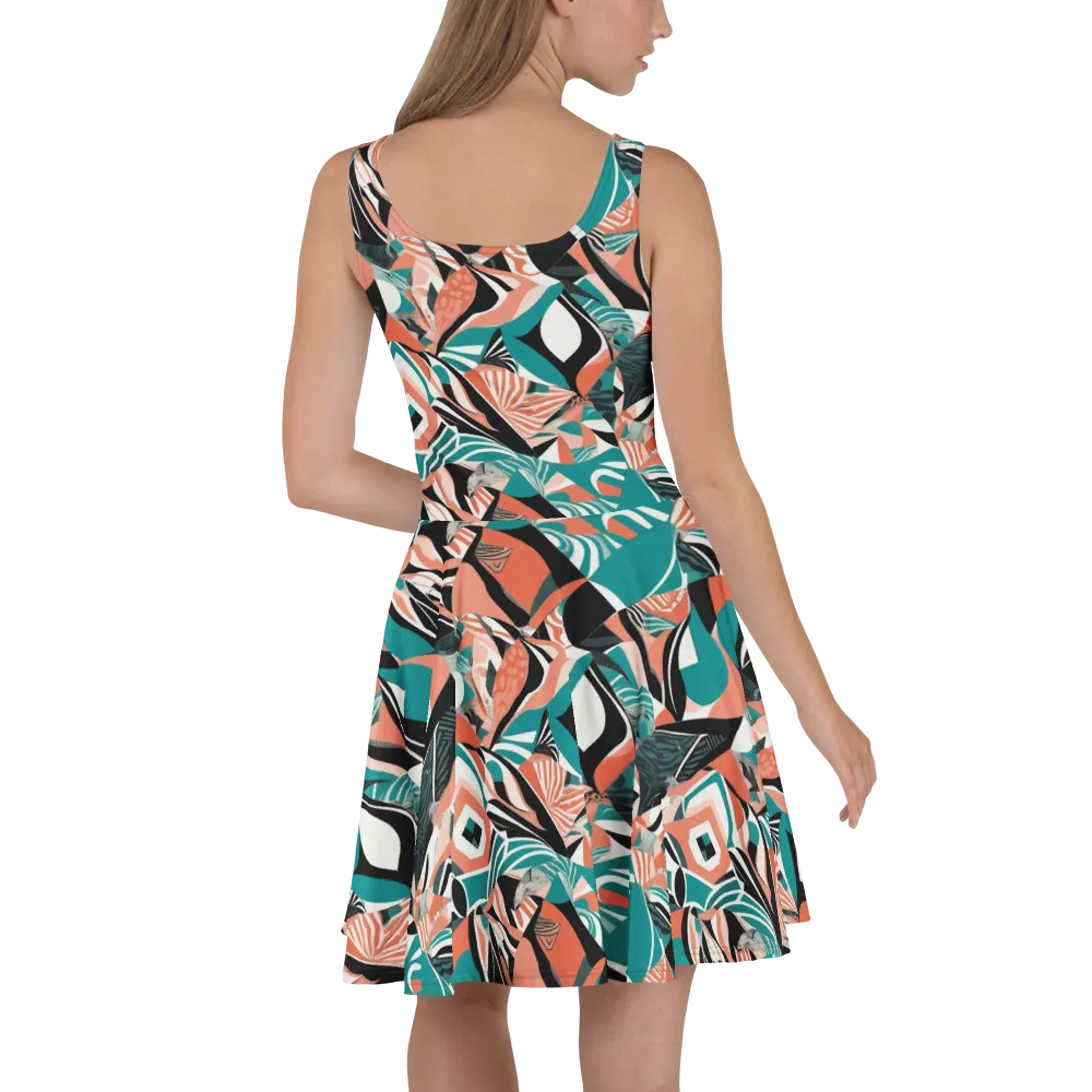 Coral Kinetic on Skater Dress — Back