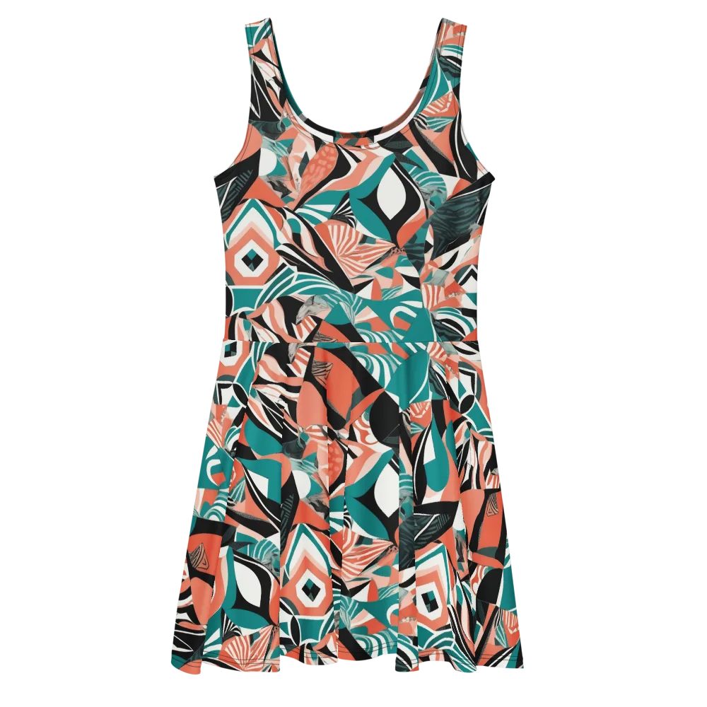Coral Kinetic on Skater Dress — Front