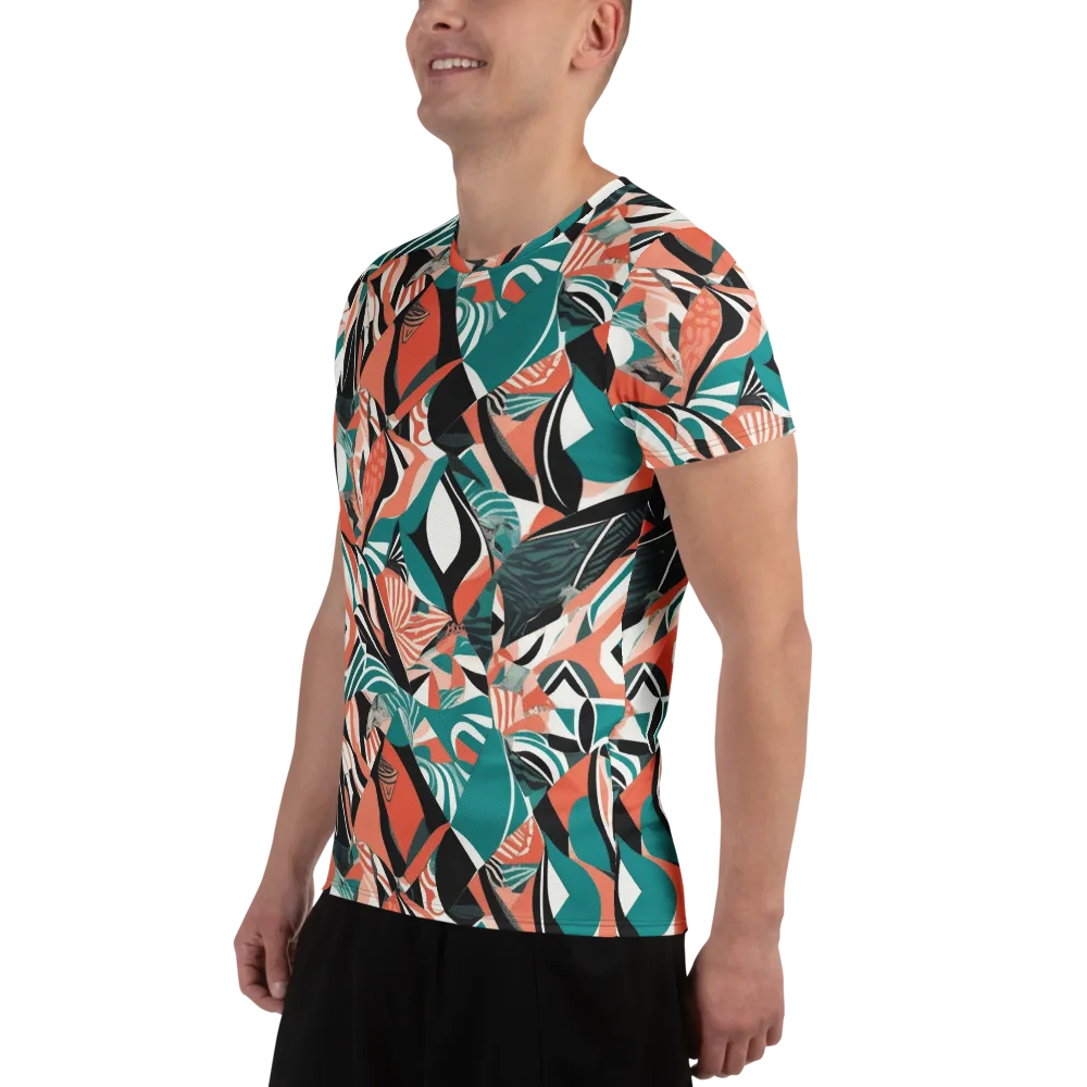 Coral Kinetic on Men's Athletic T-Shirt — Left