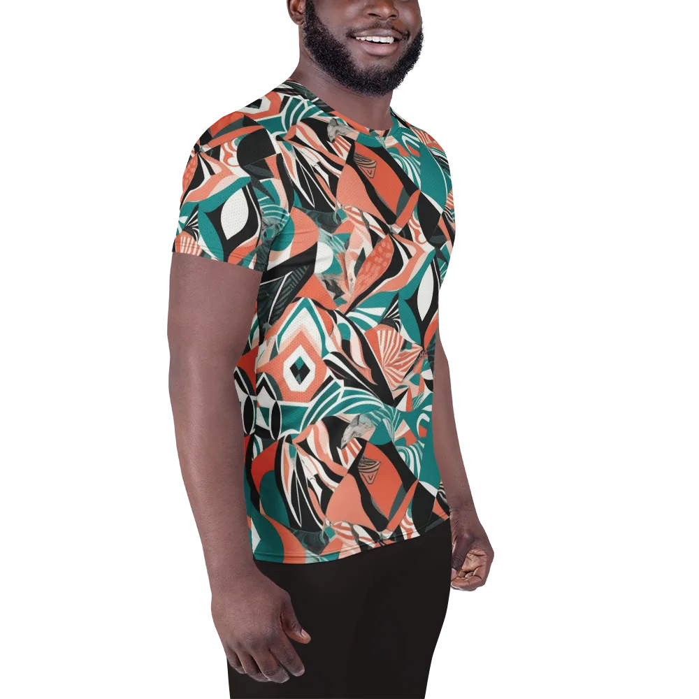 Coral Kinetic on Men's Athletic T-Shirt — Right