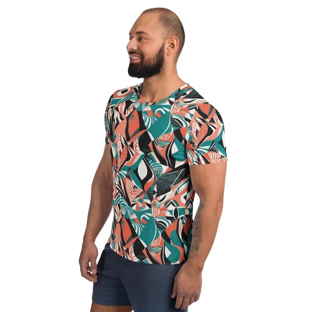 Coral Kinetic on Men's Athletic T-Shirt — Left