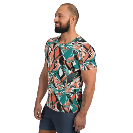 Coral Kinetic on a Men's Athletic T-Shirt