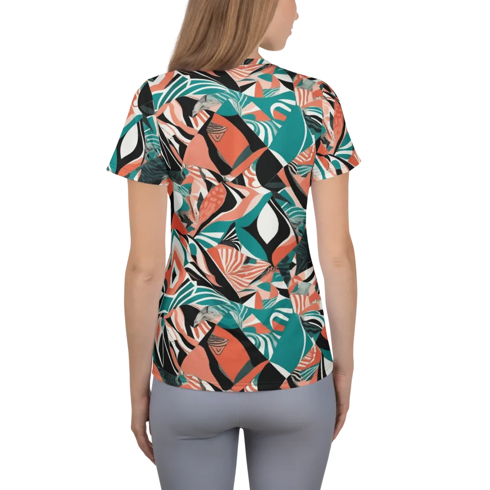 Coral Kinetic on Women's Athletic T-Shirt — Back