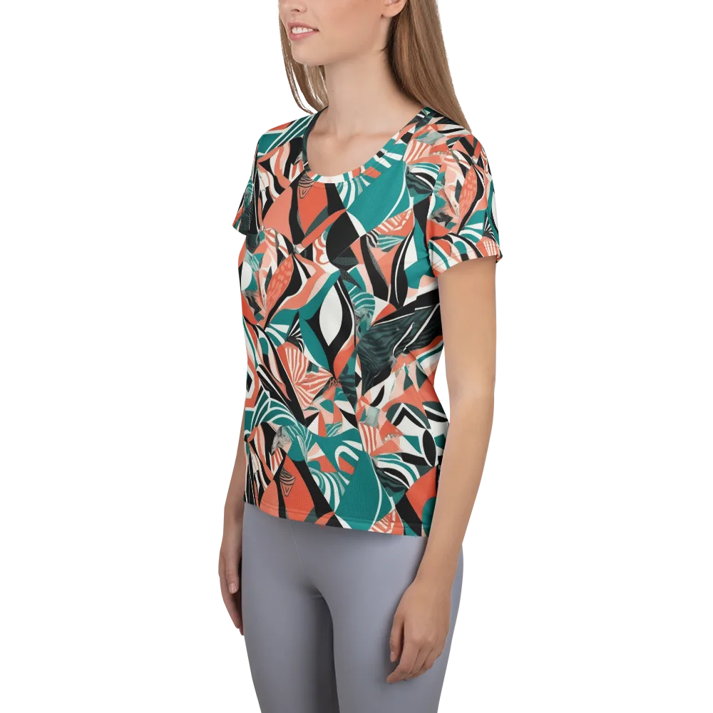Coral Kinetic on Women's Athletic T-Shirt — Left