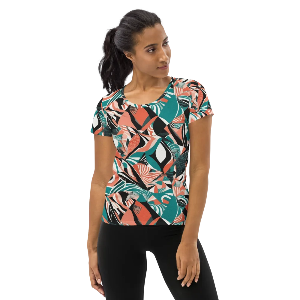 Coral Kinetic on Women's Athletic T-Shirt — Front