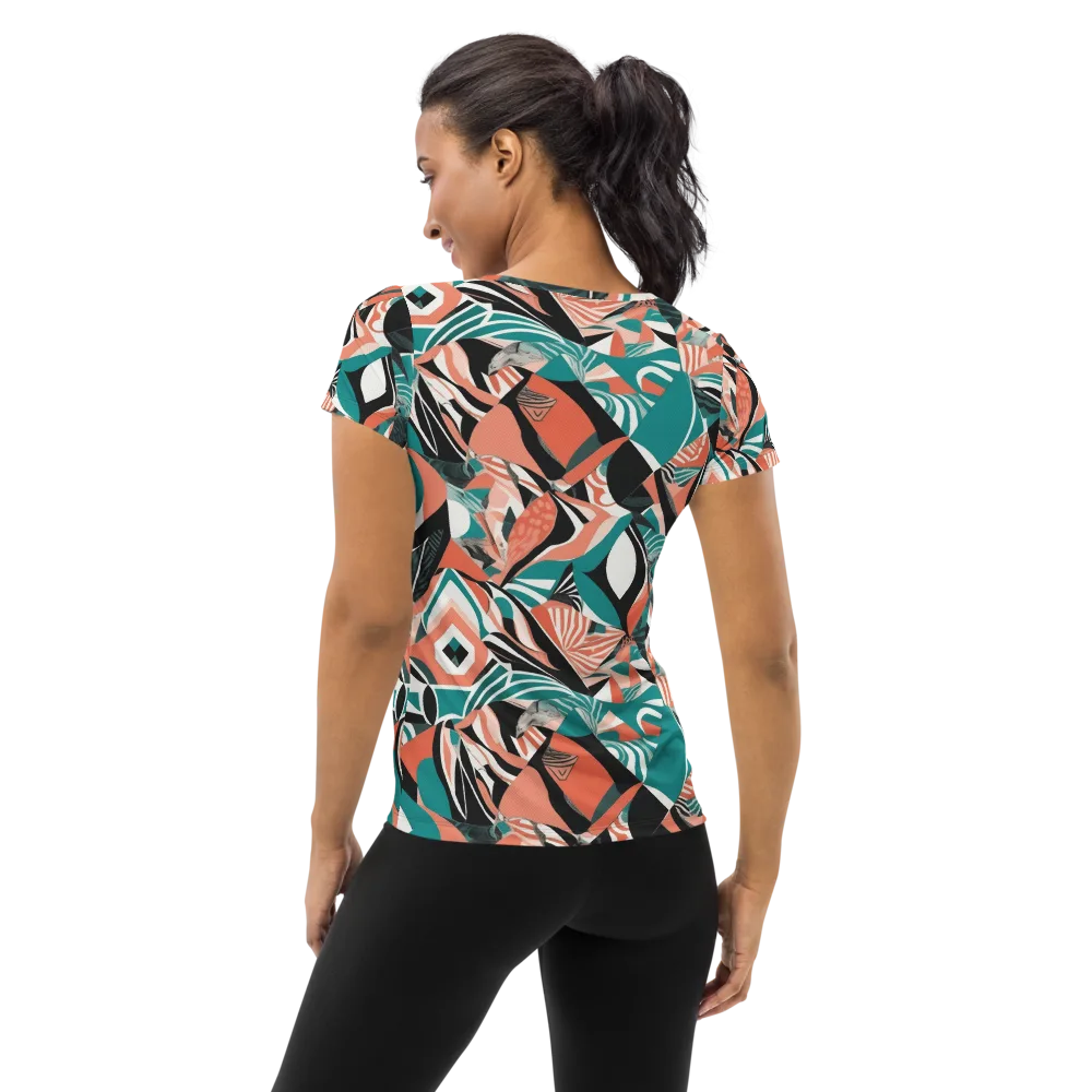 Coral Kinetic on Women's Athletic T-Shirt — Back