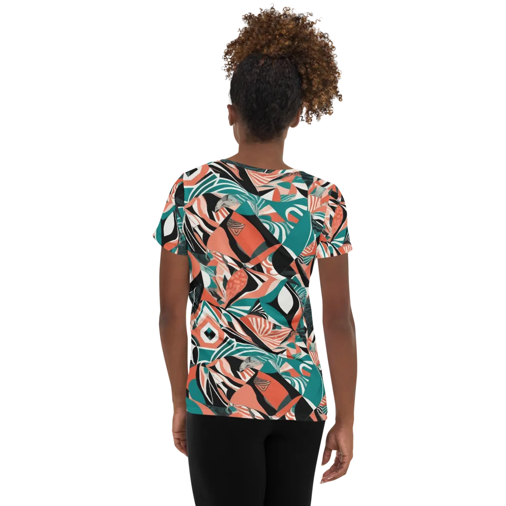 Coral Kinetic on Women's Athletic T-Shirt — Back