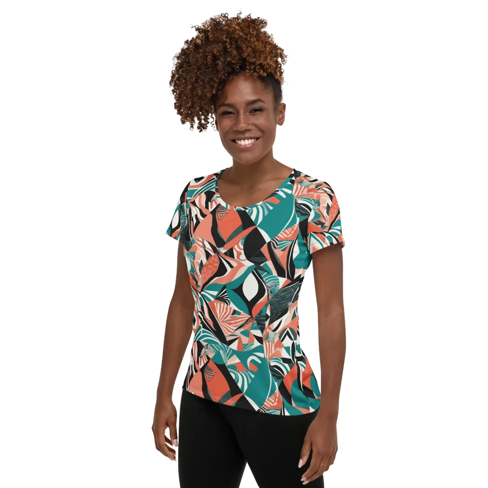 Coral Kinetic on Women's Athletic T-Shirt — Left