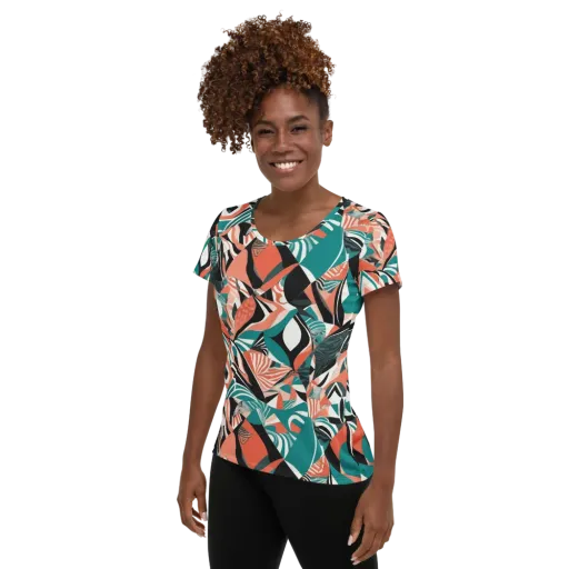 Coral Kinetic on a Women's Athletic T-Shirt