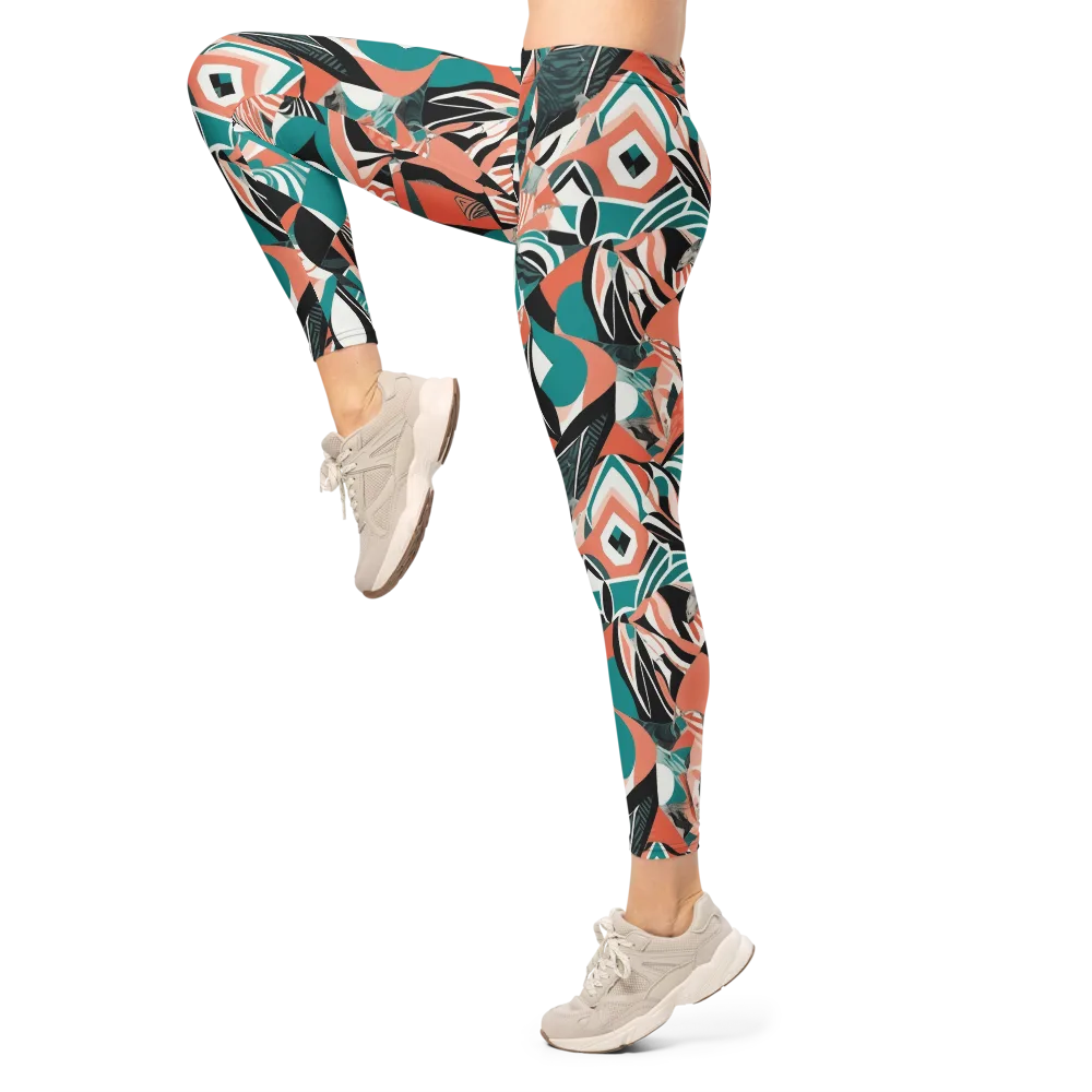 Coral Kinetic on Leggings — Left