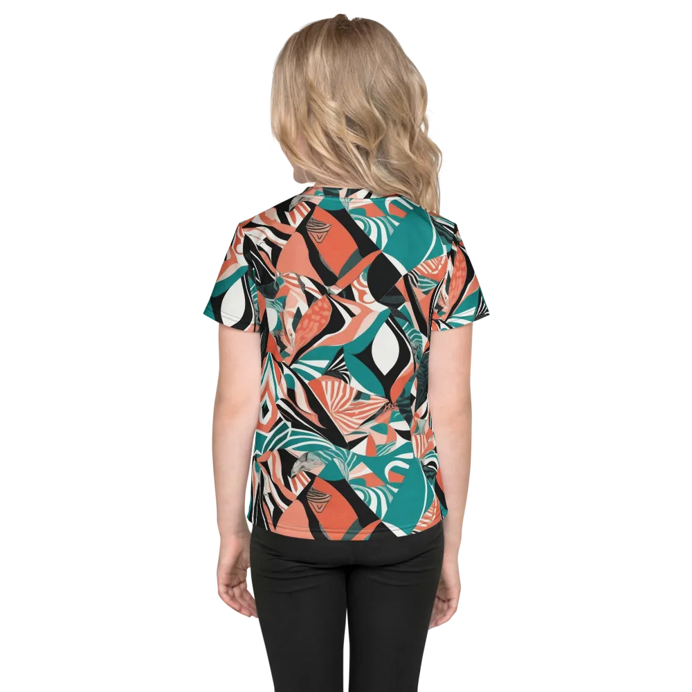 Coral Kinetic on Kids Crew Neck T-Shirt — Back
