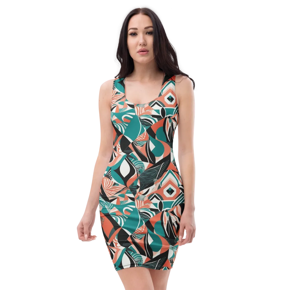 Coral Kinetic on Bodycon Dress — Front
