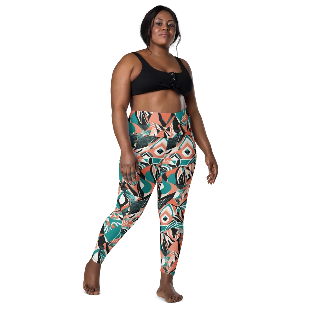Coral Kinetic on Leggings with Pockets — Front