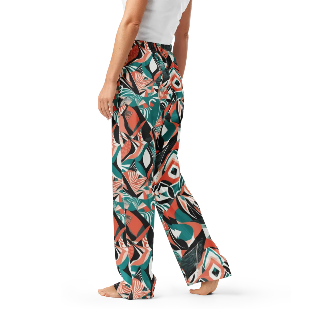Coral Kinetic on Women's Pajama Pants — Left