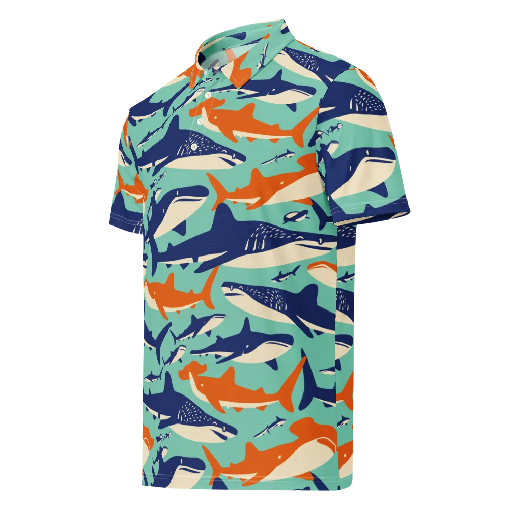 Tidal Giants on Men's Slim Fit Polo Shirt — Left Front