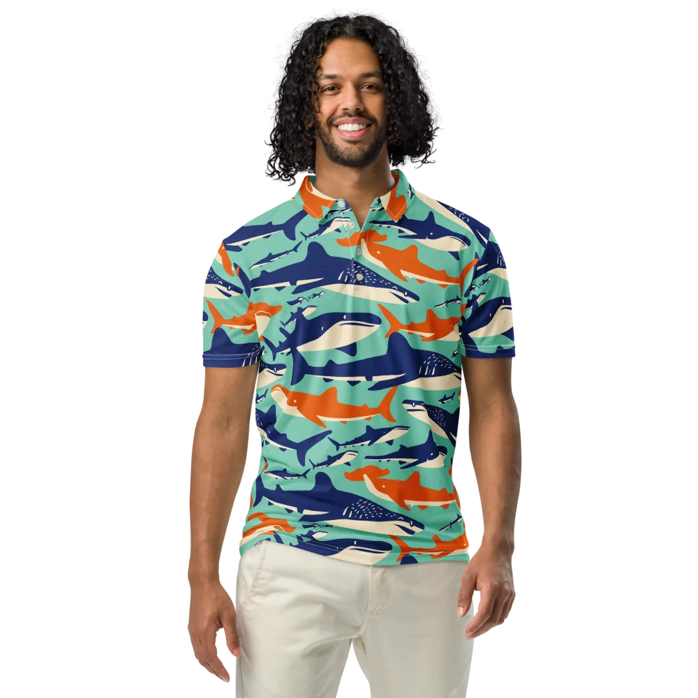 Tidal Giants on Men's Slim Fit Polo Shirt — Front