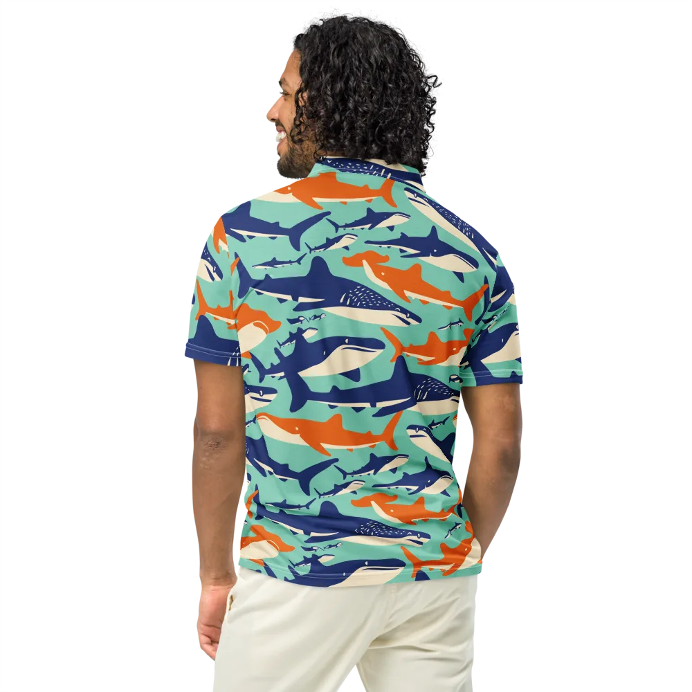 Tidal Giants on Men's Slim Fit Polo Shirt — Back