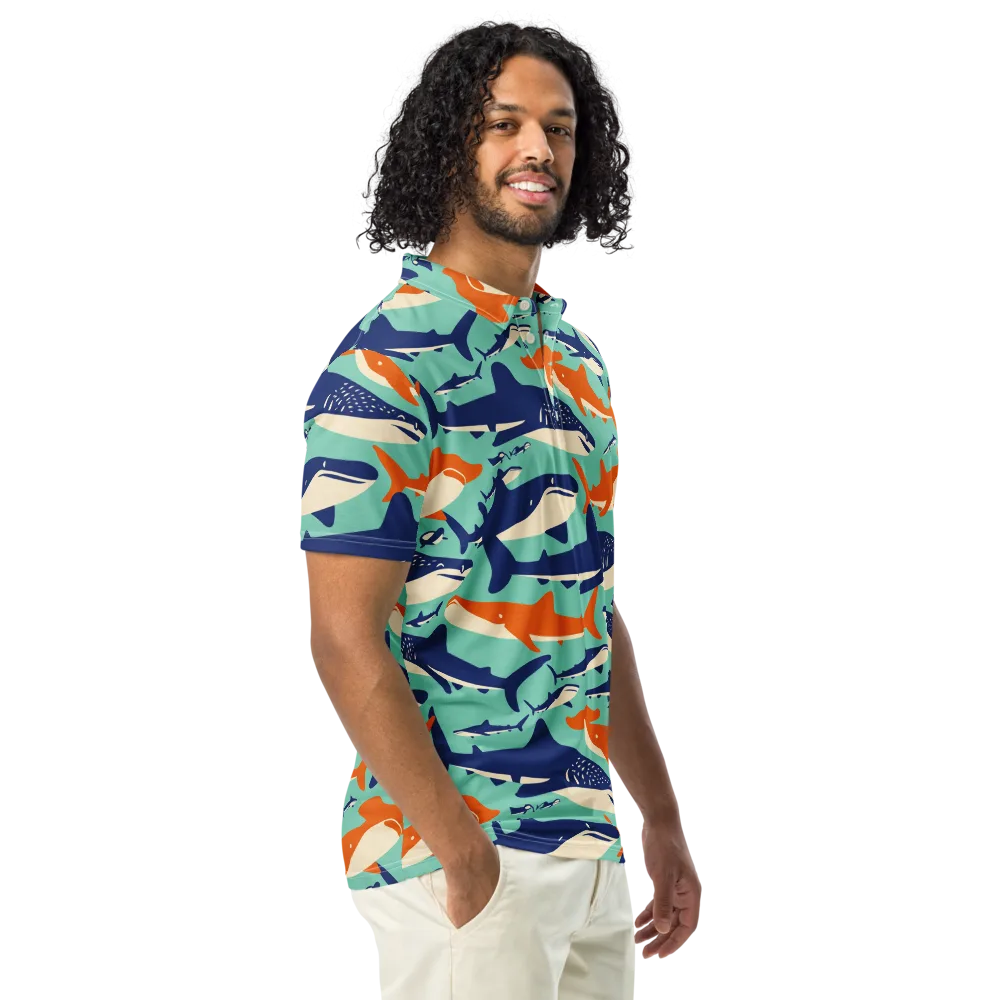 Tidal Giants on Men's Slim Fit Polo Shirt — Right Front