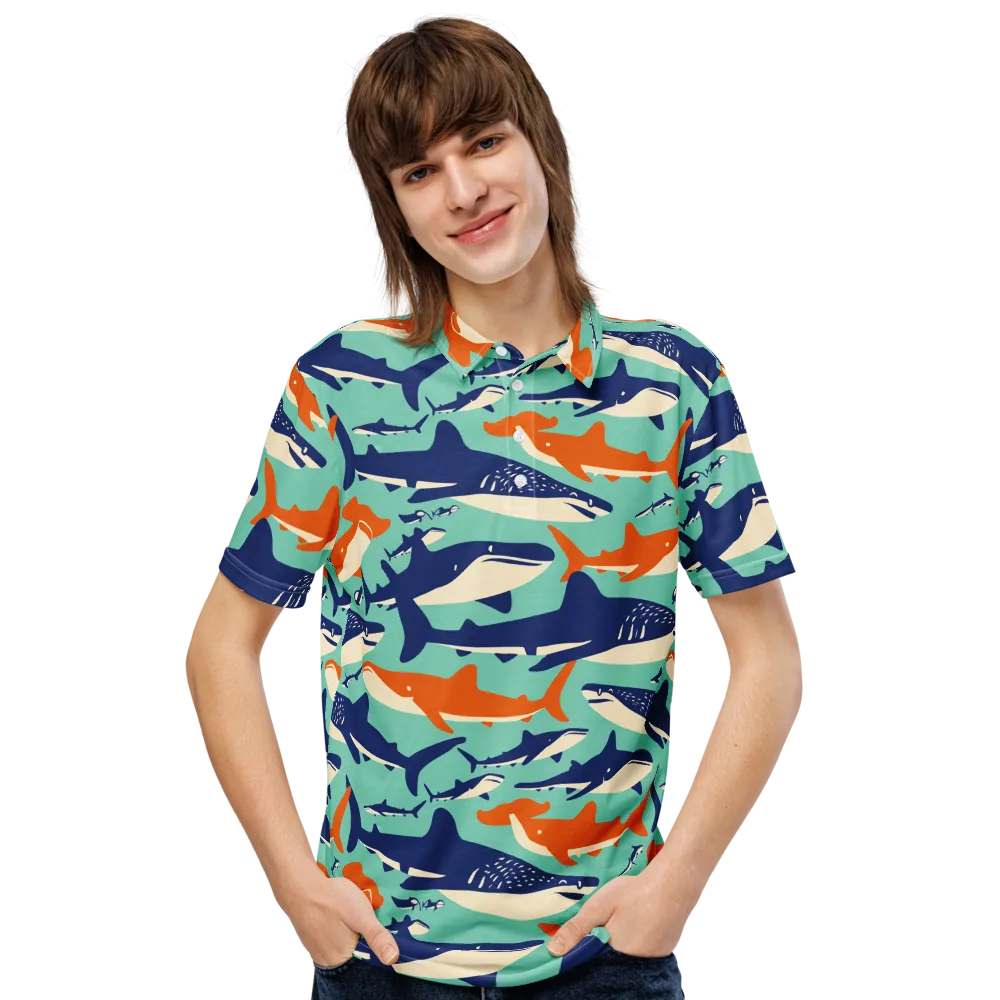 Tidal Giants on Men's Slim Fit Polo Shirt — Front