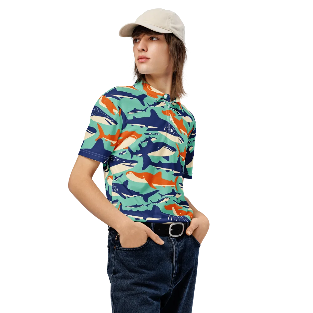 Tidal Giants on Men's Slim Fit Polo Shirt — Right Front