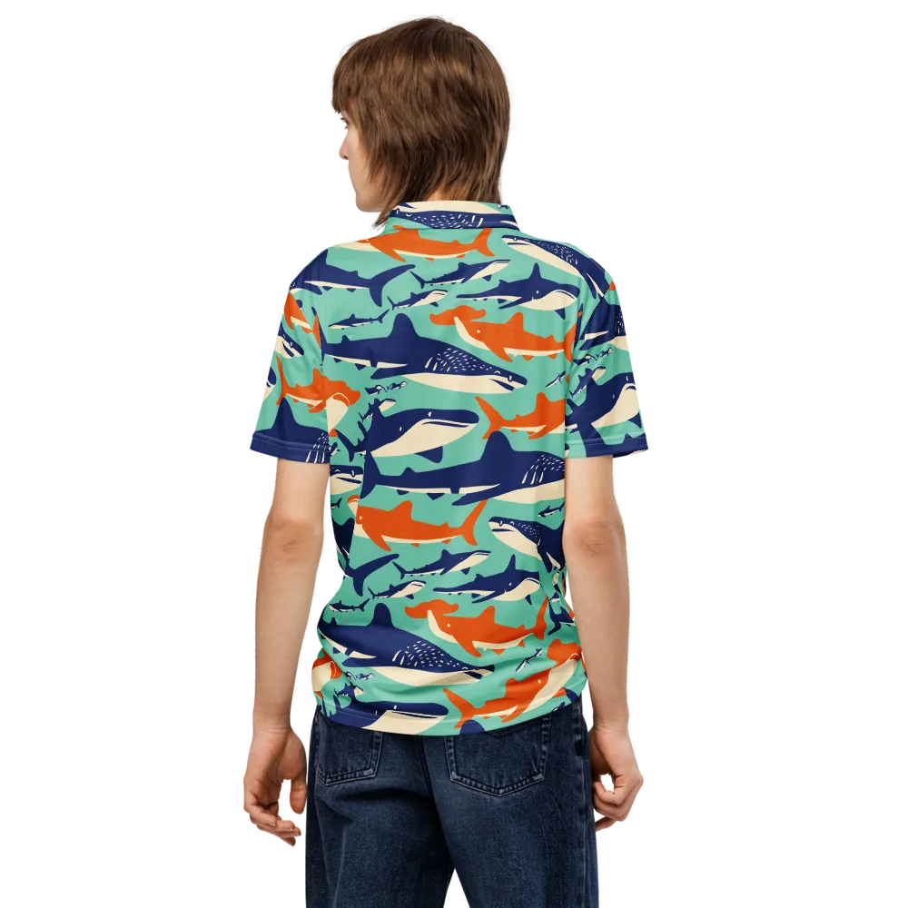 Tidal Giants on Men's Slim Fit Polo Shirt — Back