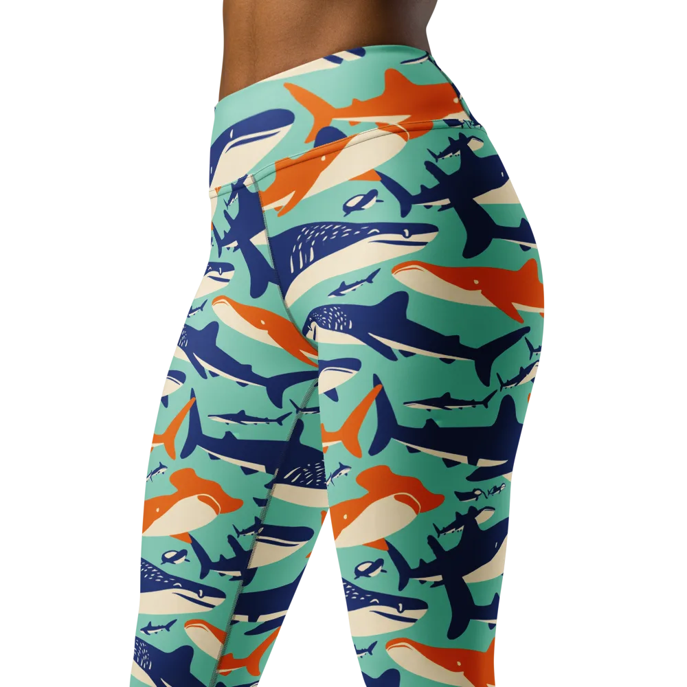 Tidal Giants on Yoga Leggings — Left Front