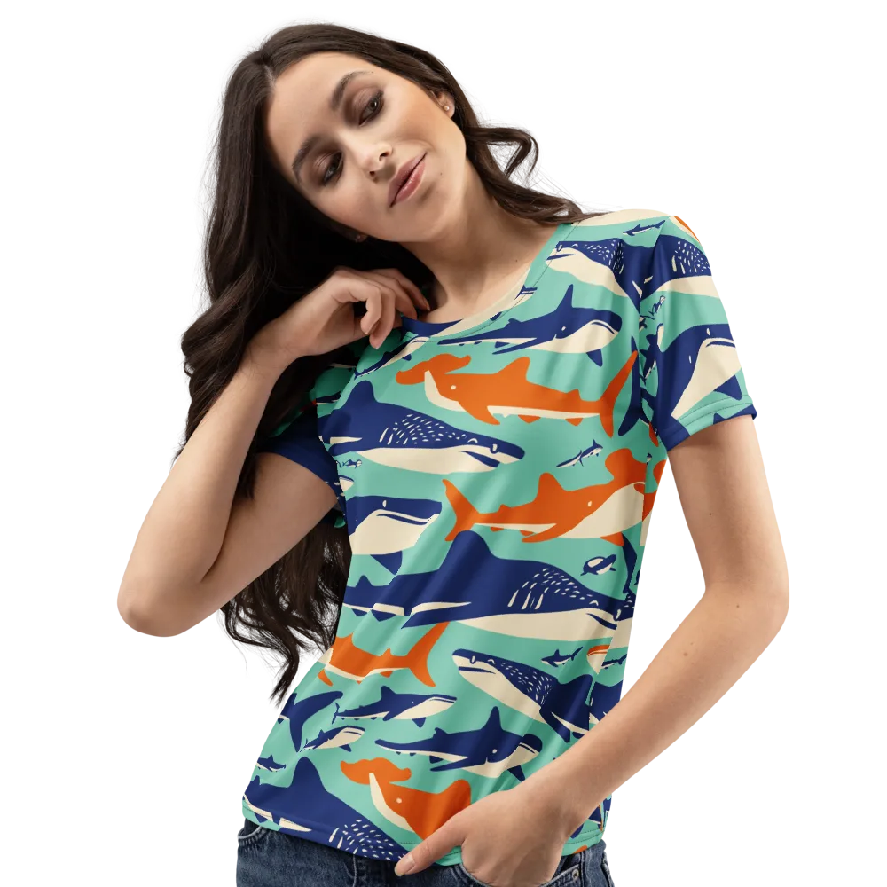 Tidal Giants on Women's Crew Neck T-Shirt — Left Front
