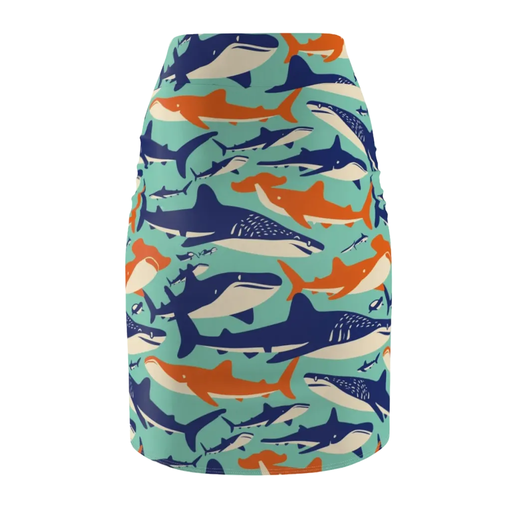 Tidal Giants on Pencil Skirt — Back