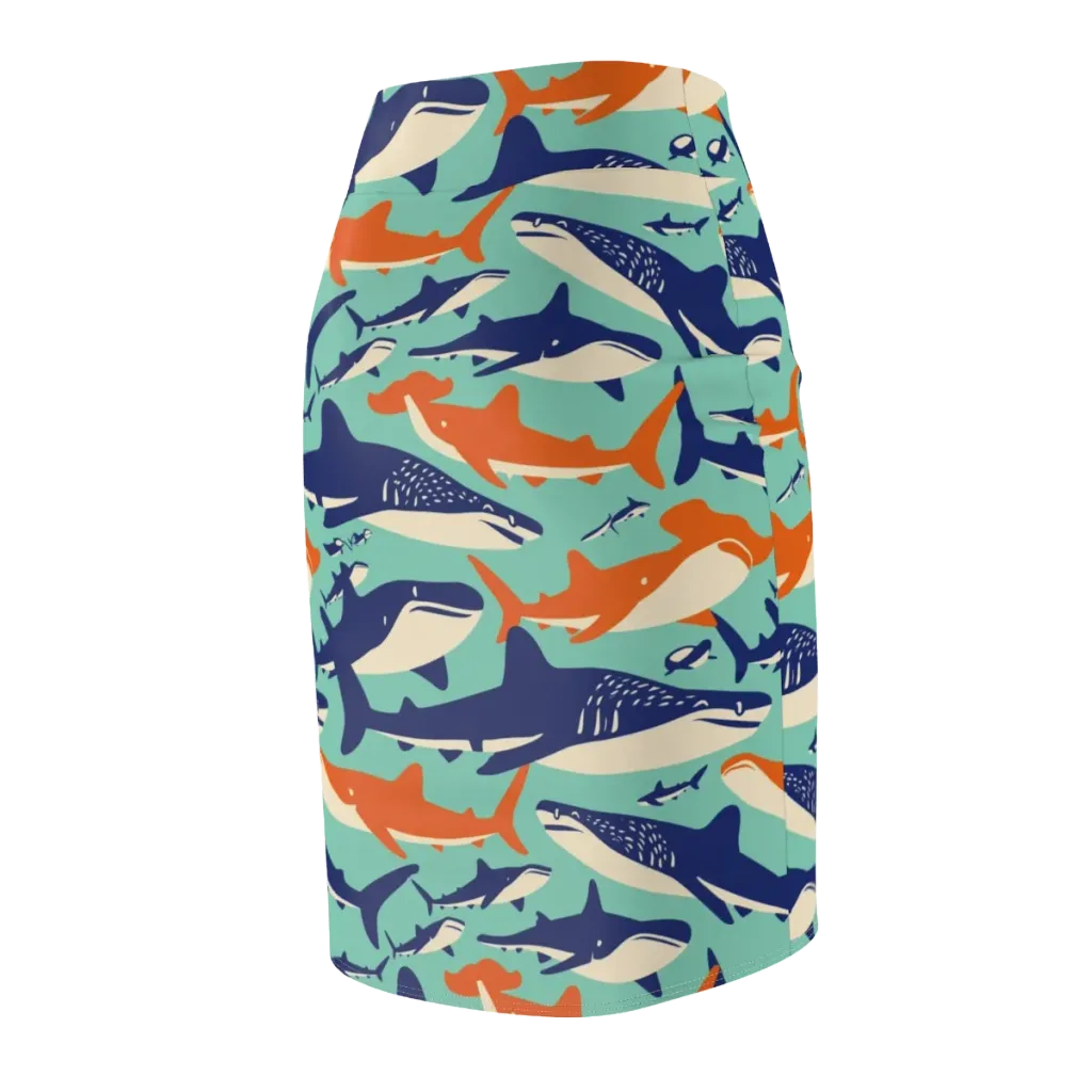 Tidal Giants on Pencil Skirt — Back Side