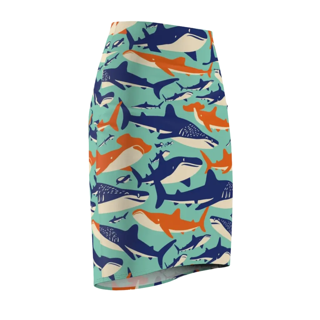 Tidal Giants on Pencil Skirt — Front Side