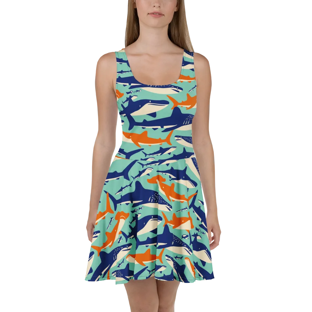 Tidal Giants on Skater Dress — Front