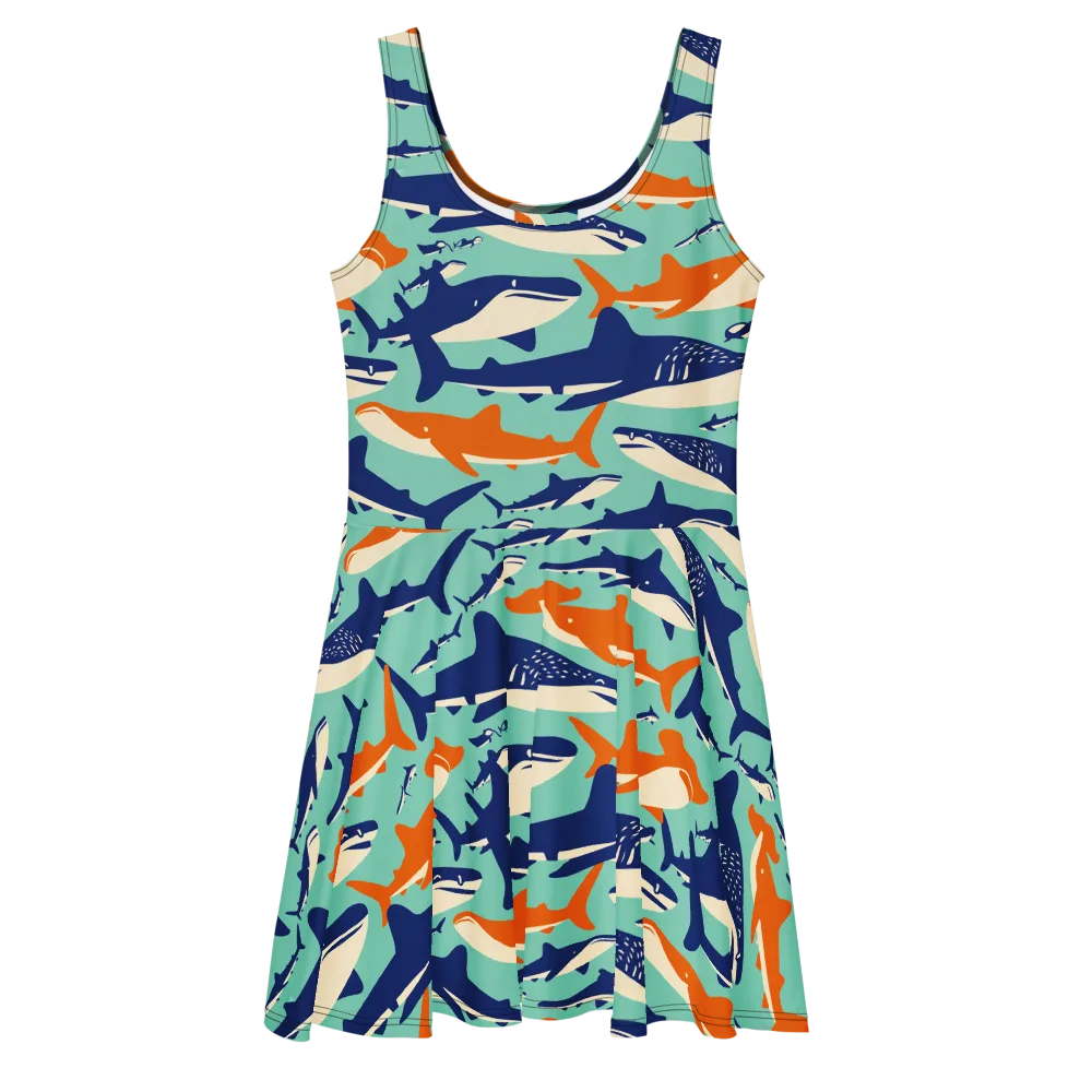 Tidal Giants on Skater Dress — Front