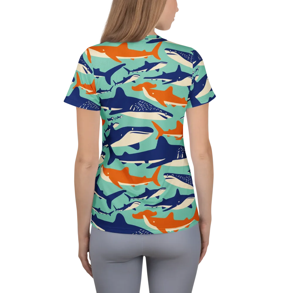 Tidal Giants on Women's Athletic T-Shirt — Back