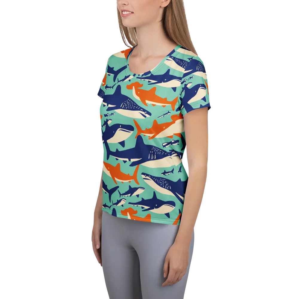 Tidal Giants on Women's Athletic T-Shirt — Left